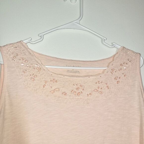 Talbots Pink Floral Neckline Sleeveless Top XL - Picture 2 of 8